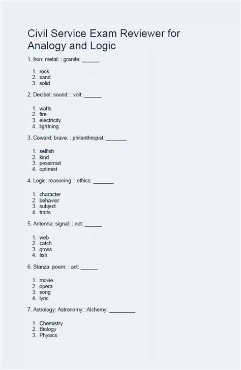4994 888 6530356 civ|Civil Service Exam Reviewer, Analogy and Logic Test https.